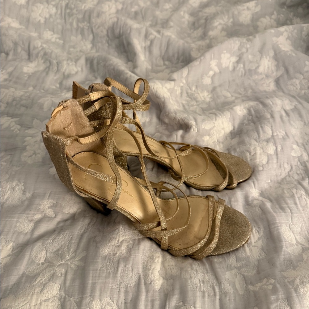 Elegant Gold Strappy Women's Sandals